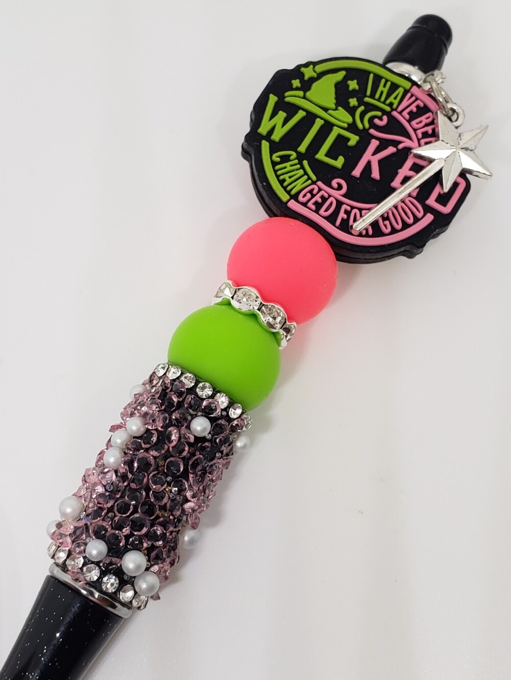 Handmade Rhinestone Wicked Beaded Silicone Focal Bead Pen